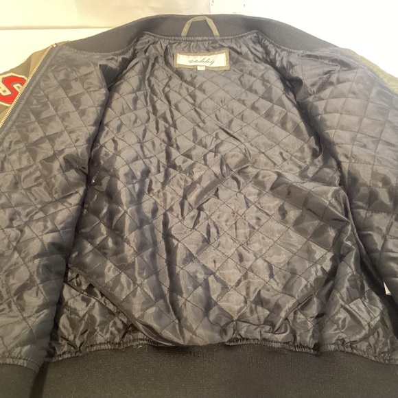 Sebby Olive Green Bomber Jacket with Patches Women’s size Large - Picture 9 of 14
